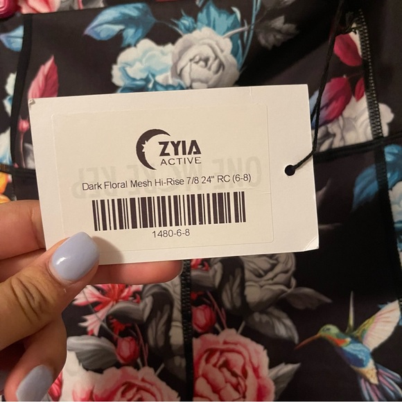 NWT ZYIA Dark Floral Mesh Leggings 7/8 - Picture 5 of 5